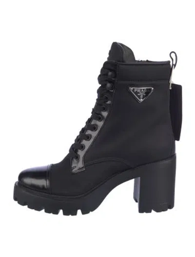 Pre-owned Prada Tessuto Nylon Nylon Combat Boots In Black