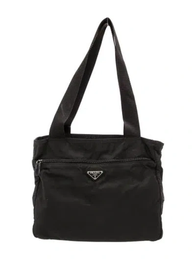 Pre-owned Prada Tessuto Nylon Nylon Tote Bag Medium In Black
