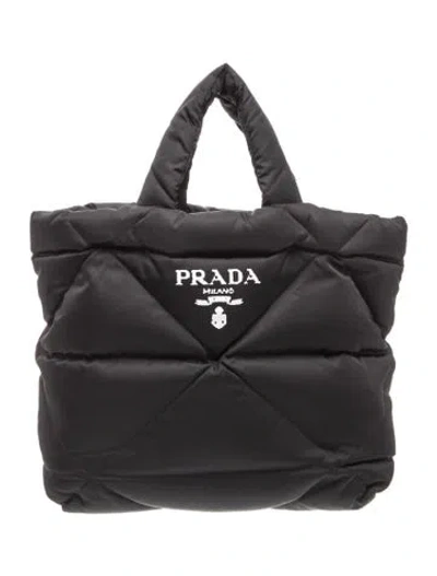 Pre-owned Prada Tessuto Nylon Padded Re-nylon Tote Medium In Black
