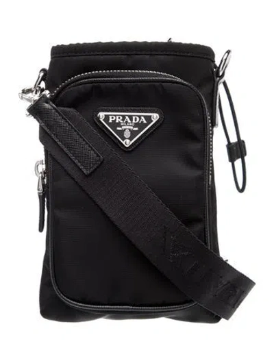 Pre-owned Prada Tessuto Nylon Phone In Black