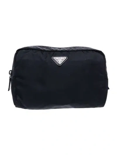 Pre-owned Prada Tessuto Nylon Portfolio Vintage In Black
