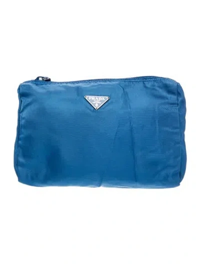 Pre-owned Prada Tessuto Nylon Portfolio Vintage In Blue