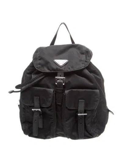 Pre-owned Prada Tessuto Nylon Re-nylon Backpack In Black