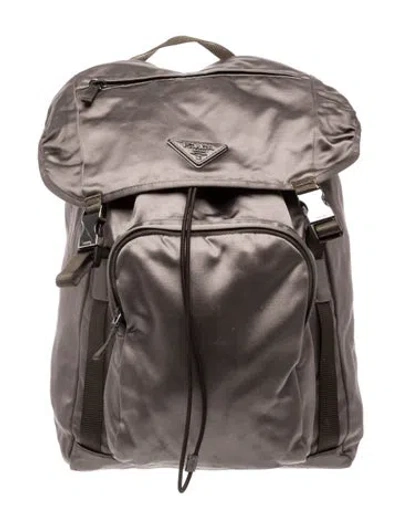 Pre-owned Prada Tessuto Nylon Re-nylon Backpack In Gray