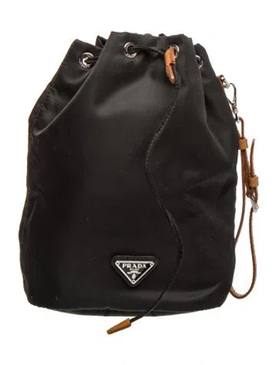 Pre-owned Prada Tessuto Nylon Re-nylon Drawstring Pouch In Black