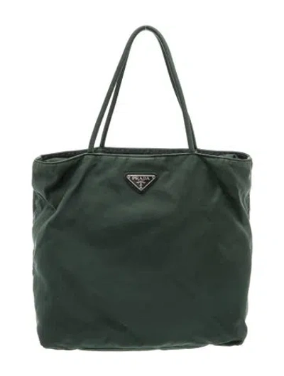 Pre-owned Prada Tessuto Nylon Re-nylon Tote Bag Medium In Green