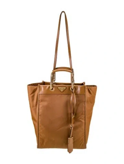 Pre-owned Prada Tessuto Nylon Re-nylon Tote Large 2025 In Brown