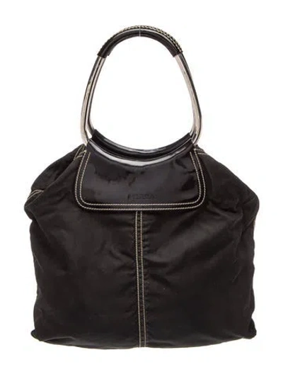 Pre-owned Prada Tessuto Nylon Ring In Black