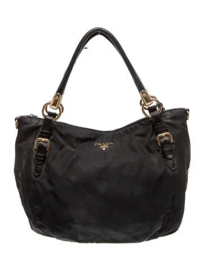 Pre-owned Prada Tessuto Nylon Shoulder Bag In Black