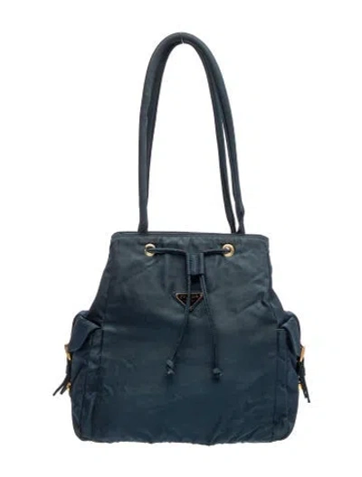 Pre-owned Prada Tessuto Nylon Shoulder Bag In Blue