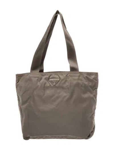 Pre-owned Prada Tessuto Nylon Shoulder Bag In Gray