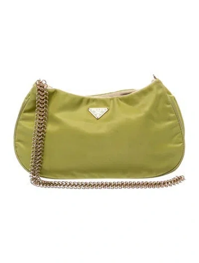Pre-owned Prada Tessuto Nylon Shoulder Bag In Green