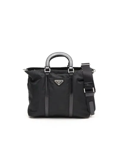 Prada Tessuto Nylon Small Tote Bag In Black
