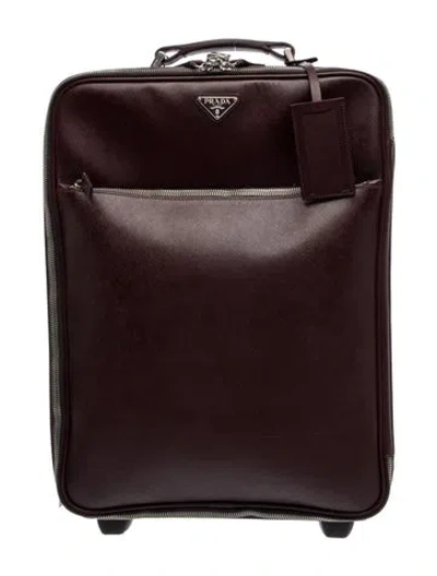 Pre-owned Prada Tessuto Nylon Suitcase In Burgundy