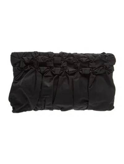 Pre-owned Prada Tessuto Nylon Tessuto Diamond Pleated Clutch Bag Medium In Black