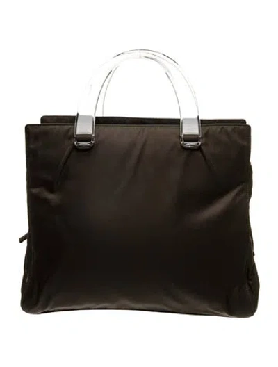 Pre-owned Prada Tessuto Nylon Tessuto Lucite Tote Bag Vintage In Black