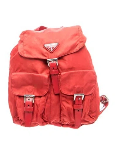 Pre-owned Prada Tessuto Nylon Tessuto Nylon Backpack In Red