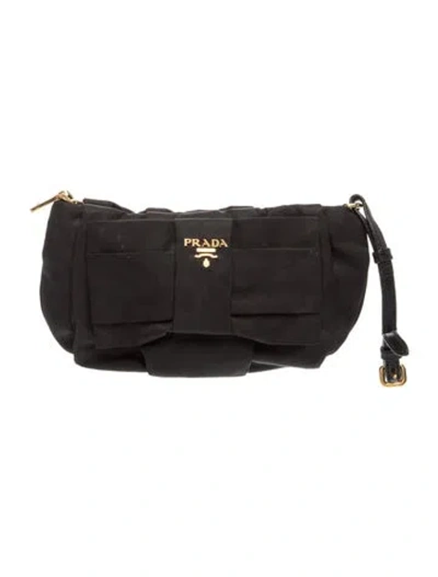 Pre-owned Prada Tessuto Nylon Tessuto Nylon Bow Wristlet In Black