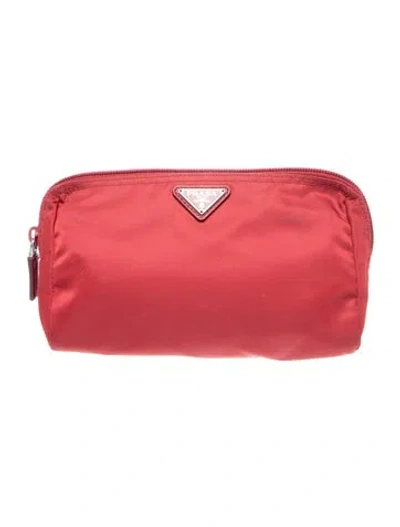 Pre-owned Prada Tessuto Nylon Tessuto Nylon Clutch In Red
