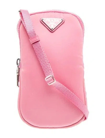 Pre-owned Prada Tessuto Nylon Tessuto Pouch Mini In Pink