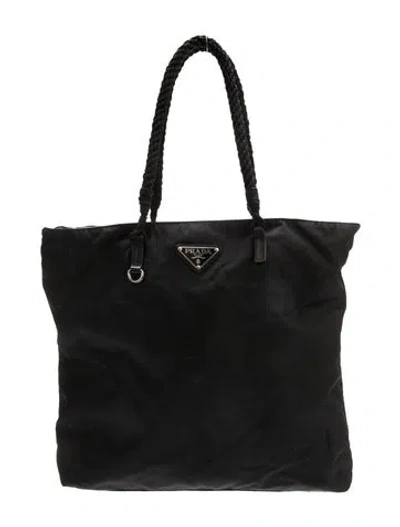 Pre-owned Prada Tessuto Nylon Top Handle Bag In Black