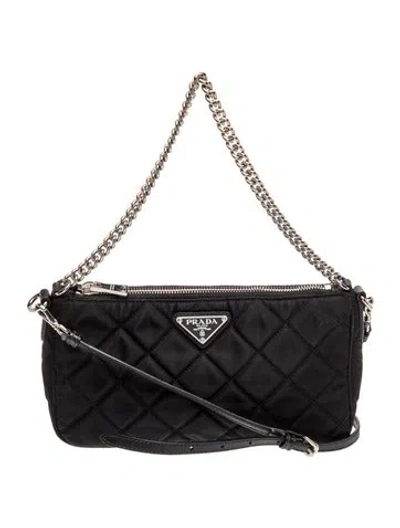 Pre-owned Prada Tessuto Nylon Top Handle Bag In Black