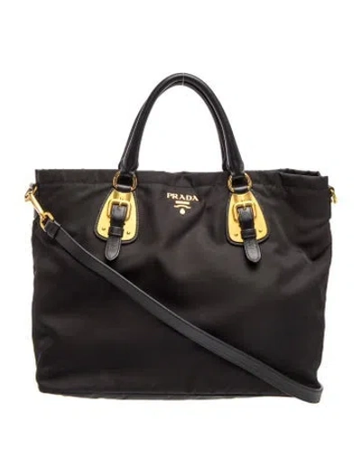 Pre-owned Prada Tessuto Nylon Top Handle Bag In Black