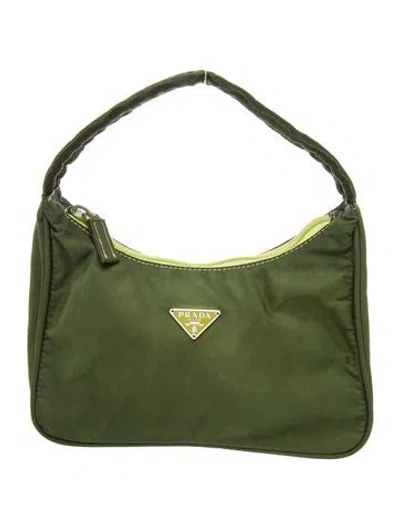 Pre-owned Prada Tessuto Nylon Top Handle Bag In Green