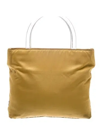 Pre-owned Prada Tessuto Nylon Top Handle Bag Vintage In Yellow