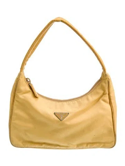 Pre-owned Prada Tessuto Nylon Top Handle Bag In Yellow