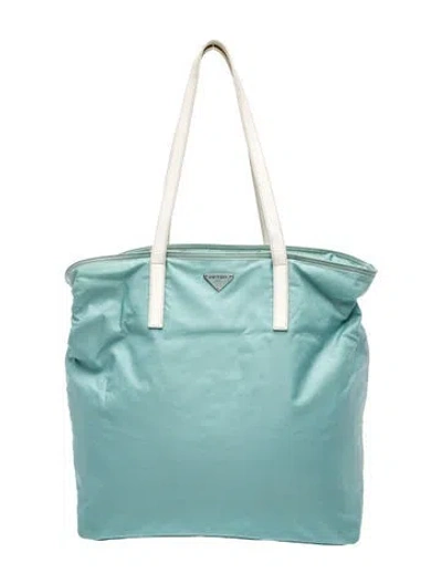 Pre-owned Prada Tessuto Nylon Tote In Blue