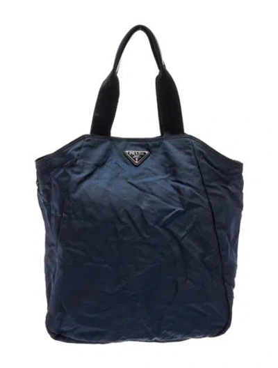 Pre-owned Prada Tessuto Nylon Tote In Blue