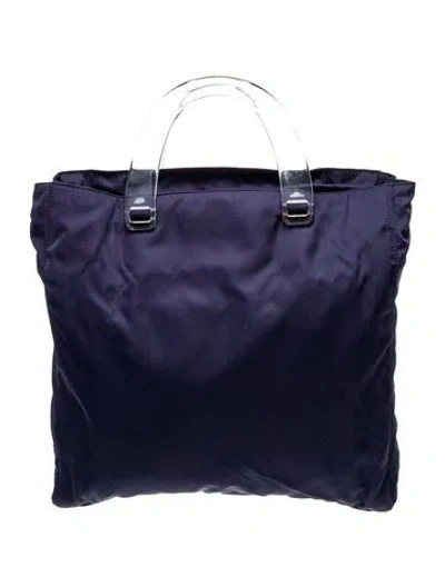 Pre-owned Prada Tessuto Nylon Tote In Blue