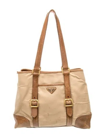 Pre-owned Prada Tessuto Nylon Tote In Brown
