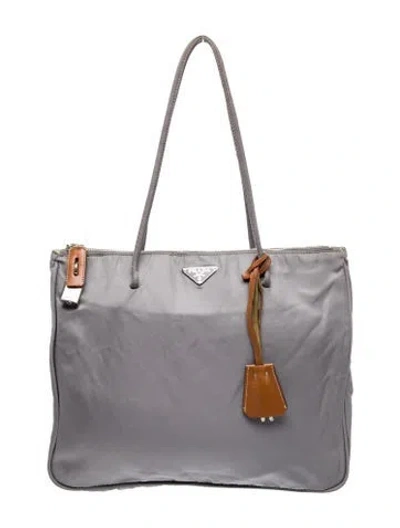 Pre-owned Prada Tessuto Nylon Tote In Gray