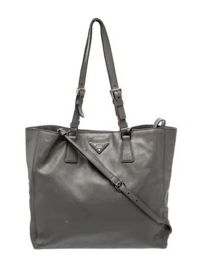 Pre-owned Prada Tessuto Nylon Tote In Gray