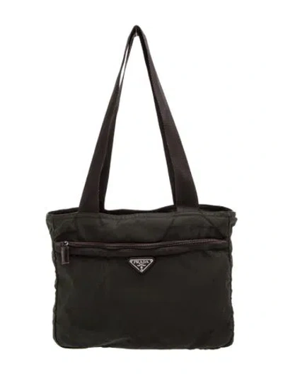 Pre-owned Prada Tessuto Nylon Tote In Green