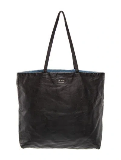 Pre-owned Prada Tessuto Nylon Tote Medium In Black