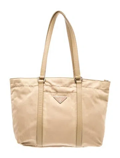 Pre-owned Prada Tessuto Nylon Tote In Neutral