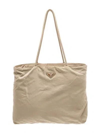 Pre-owned Prada Tessuto Nylon Tote In Neutral