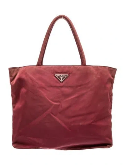 Pre-owned Prada Tessuto Nylon Tote In Red