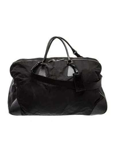 Pre-owned Prada Tessuto Nylon Weekender Bag In Black