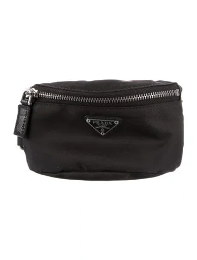 Pre-owned Prada Tessuto Nylon Wrist Pouch In Black