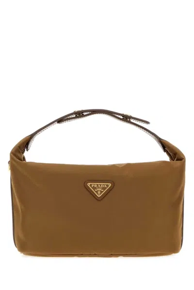 Prada Camel Re-nylon Mini  Chã©rie Handbag In Black