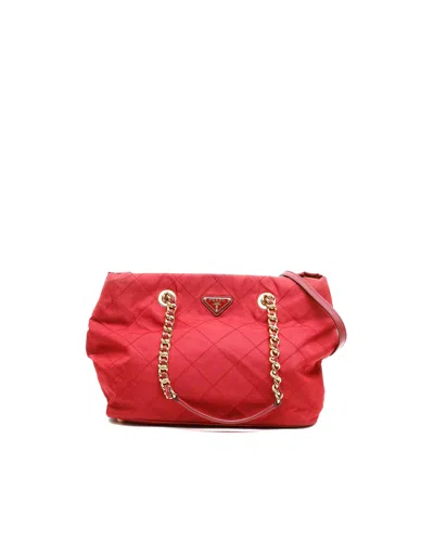 Prada Tessuto Quilted Chain Bag In Red