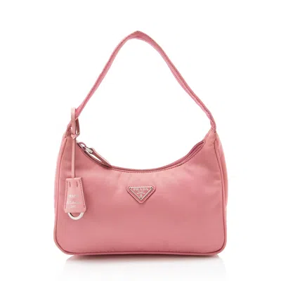 Prada Tessuto Re-edition 2000 Mini Hobo In Pink