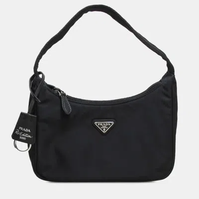 Pre-owned Prada Tessuto Re-edition 2000 Shoulder Bag In Black