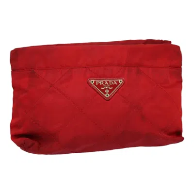 Pre-owned Prada Tessuto Red Synthetic Clutch Bag ()