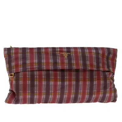 Prada Tessuto Red Synthetic Clutch Bag () In Brown