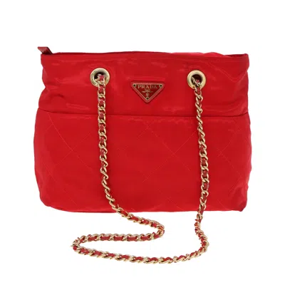 Prada Tessuto Red Synthetic Shoulder Bag ()